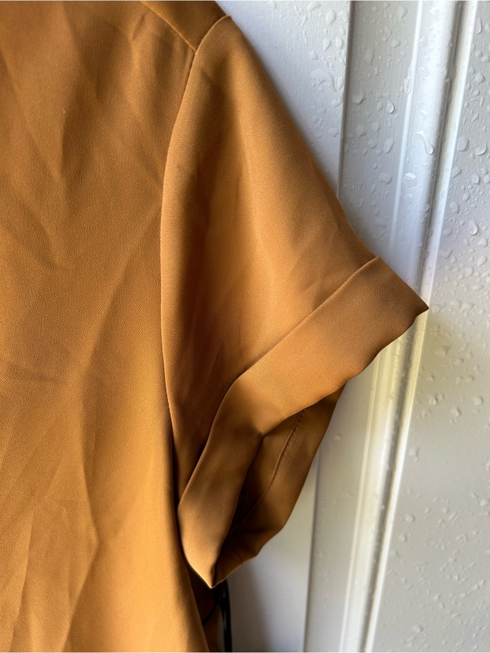 Simply Vera Vera Wang Mustard Short Sleeve Pleated Front Blouse - Picture 6 of 6